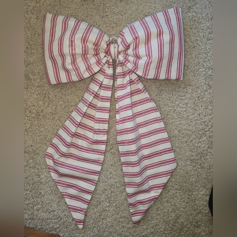 Striped Pink and White Bow